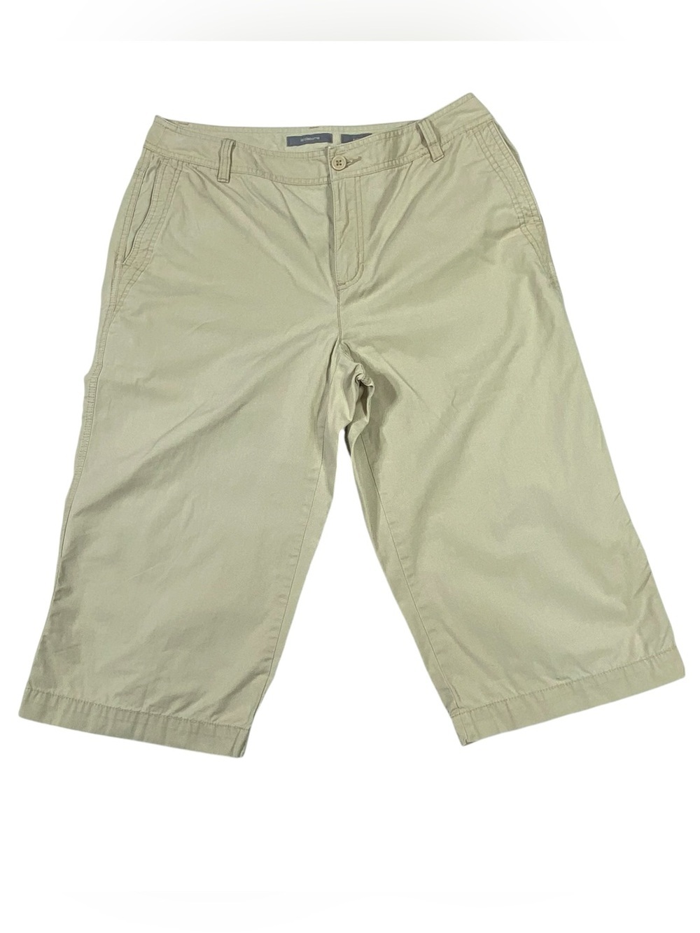 Liz Claiborne Audra Chino Capri Pants Women's 12 Beige Mid Rise Stretch Casual